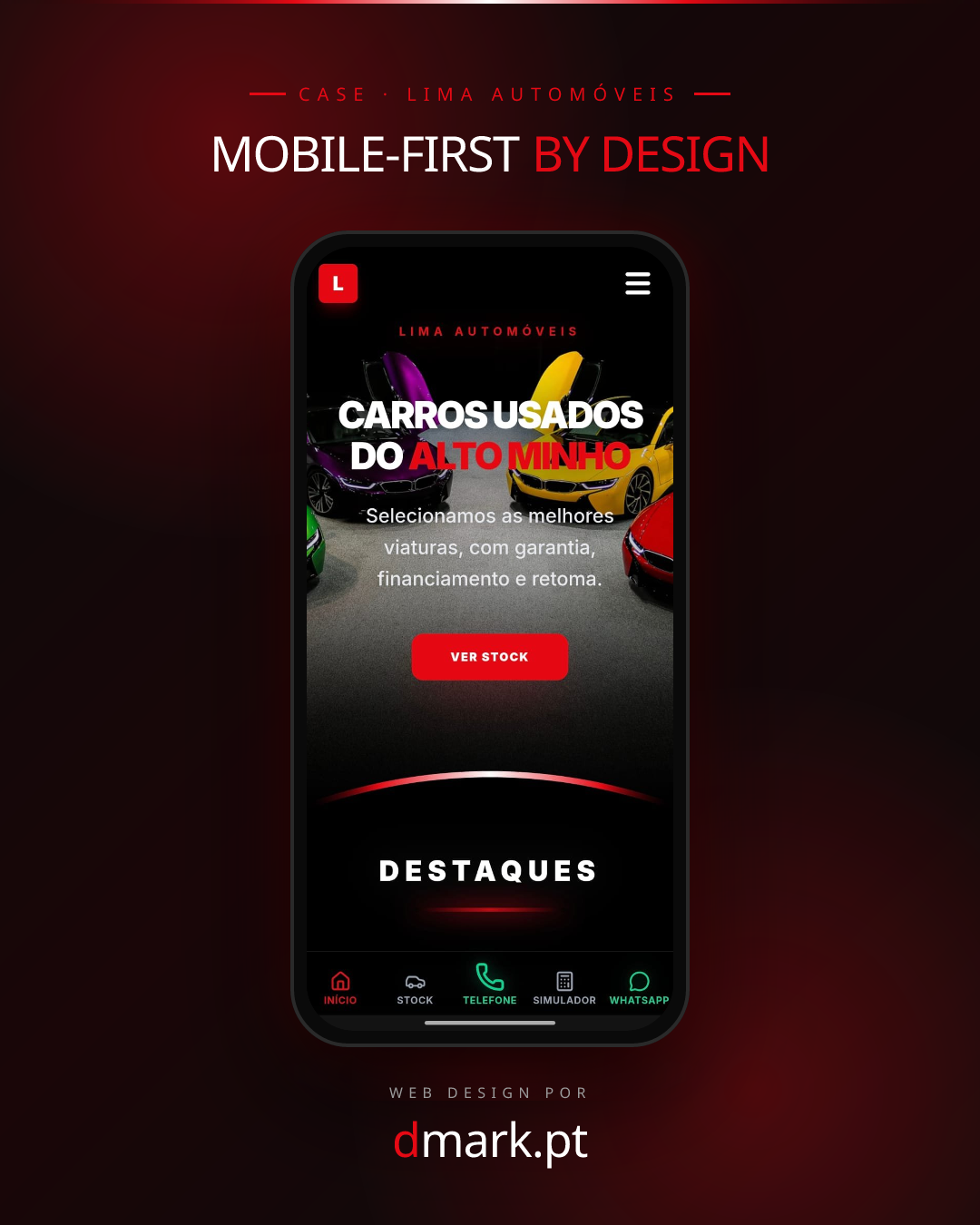 Website mobile-first para concesionarios de coches usados com mini CRM - Dmark